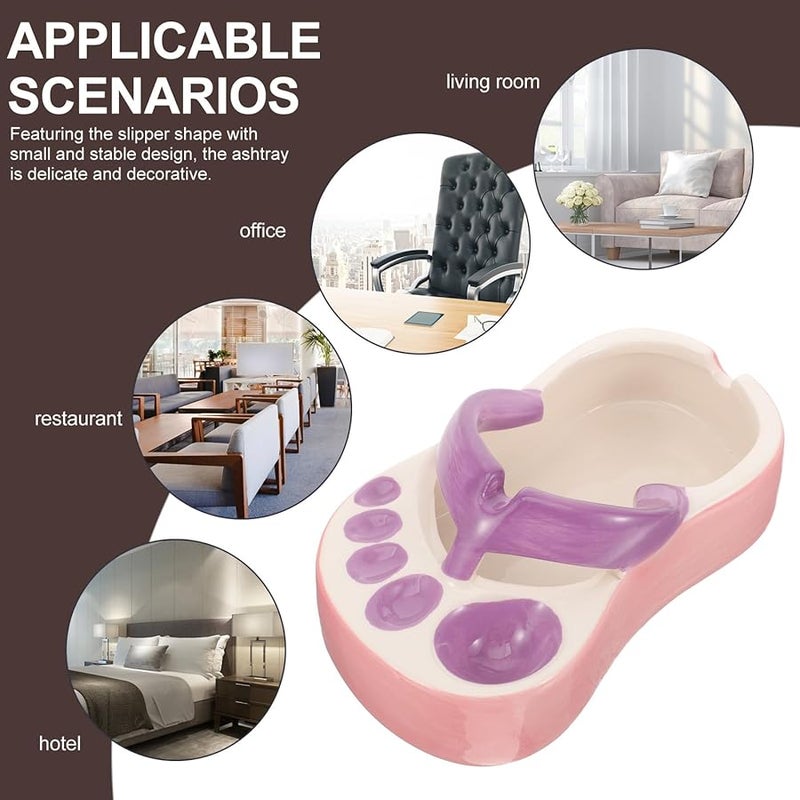 FRCOLOR Purple Ceramic Slipper Ashtray Decorative Ash Holder For Living Room - Image 3